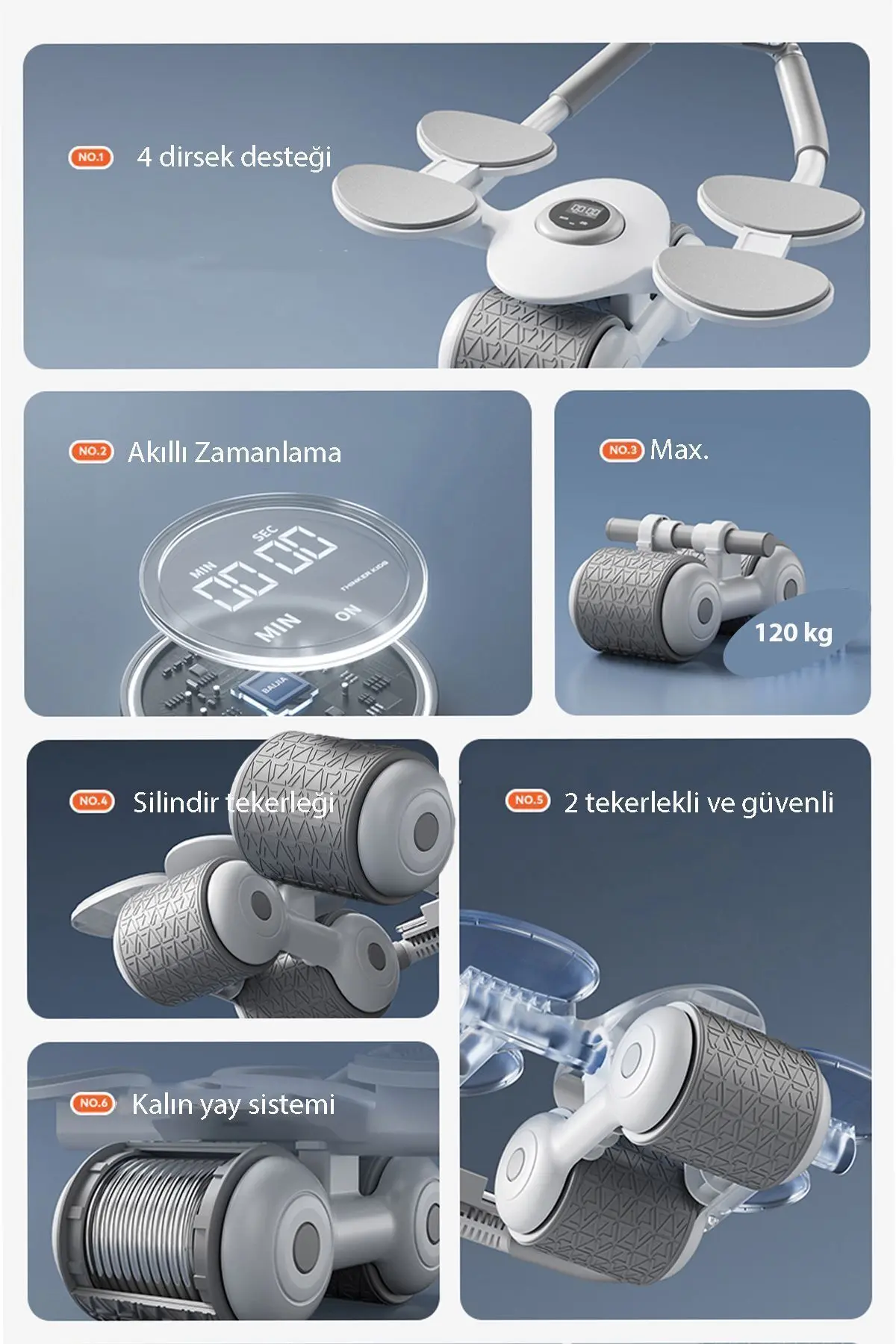 Dijital Ekranlı Çek Bırak - Dirsek Destekli Mekik Aleti - Karın Egzersiz Aleti