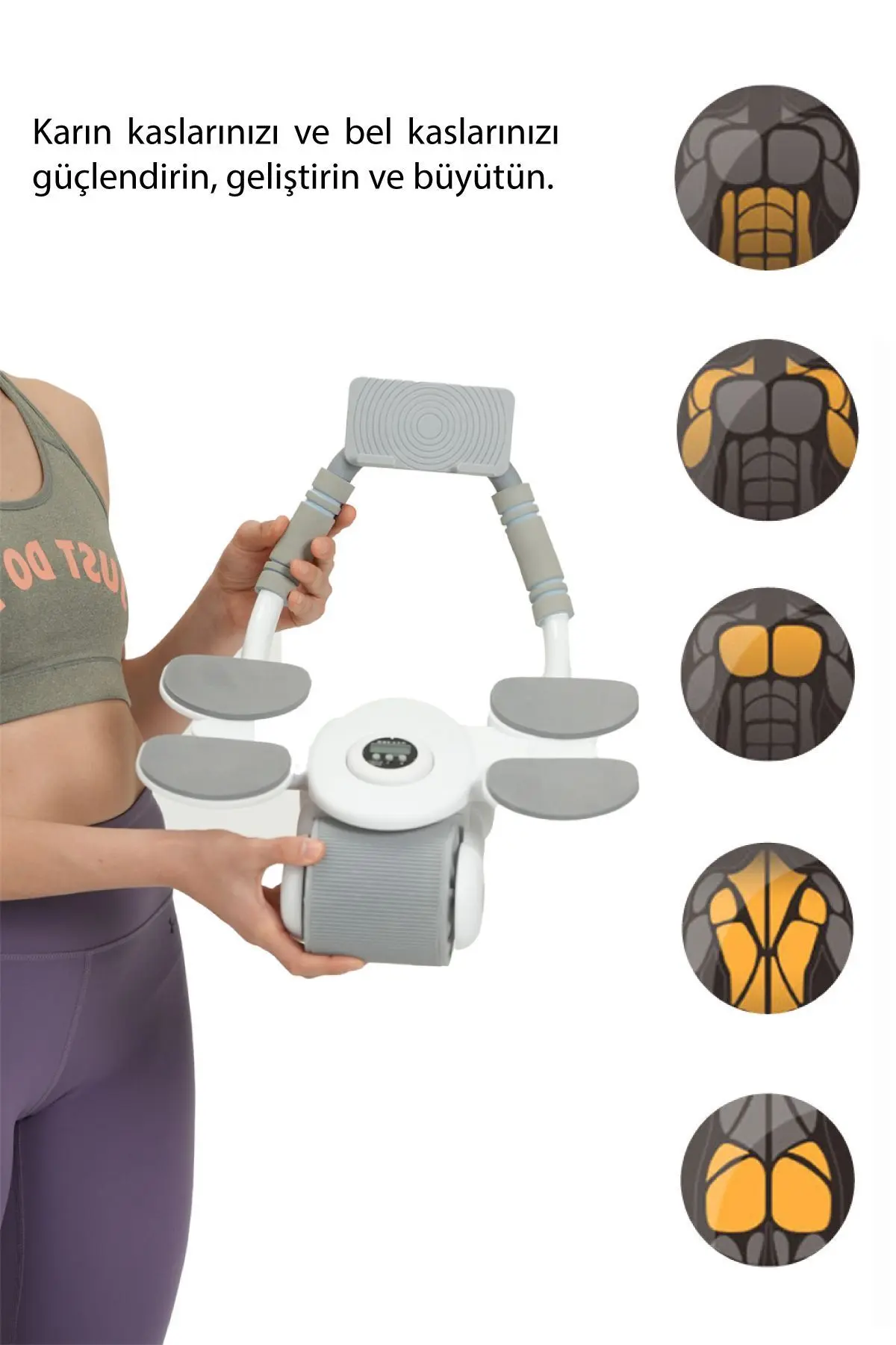 Dijital Ekranlı Çek Bırak - Dirsek Destekli Mekik Aleti - Karın Egzersiz Aleti