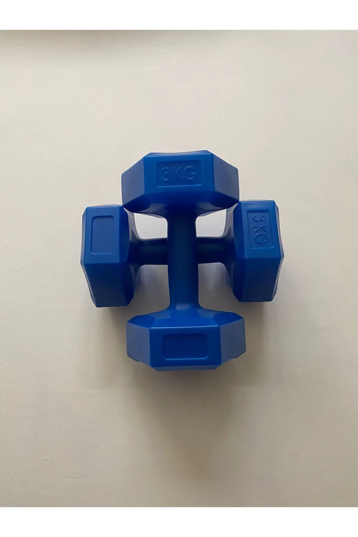 3KG X 2 ADET KÖŞELİ VİNYL KAPLI MAVİ DAMBIL