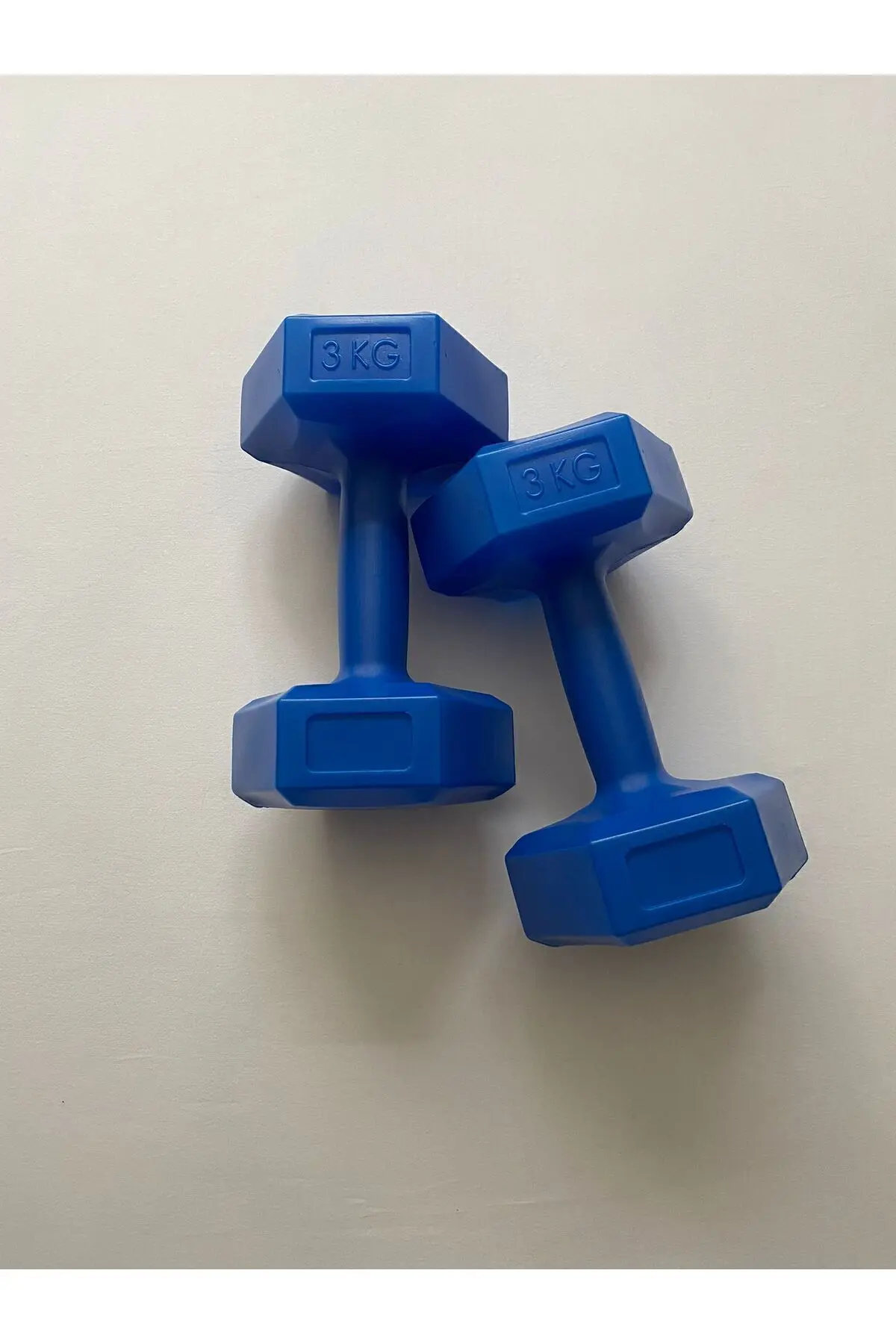 3KG X 2 ADET KÖŞELİ VİNYL KAPLI MAVİ DAMBIL