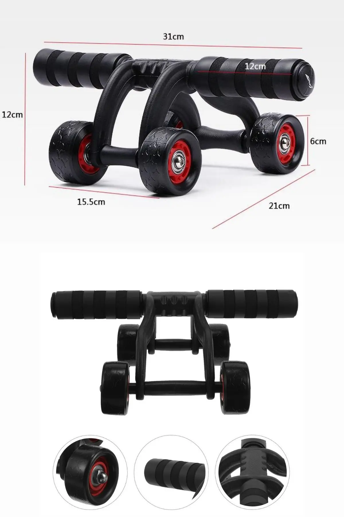 AB Roller Karın ve Kol Kası Egzersiz Aleti Fitnes Güç Tekerleği Fitness (Diz Pedi Hediye)