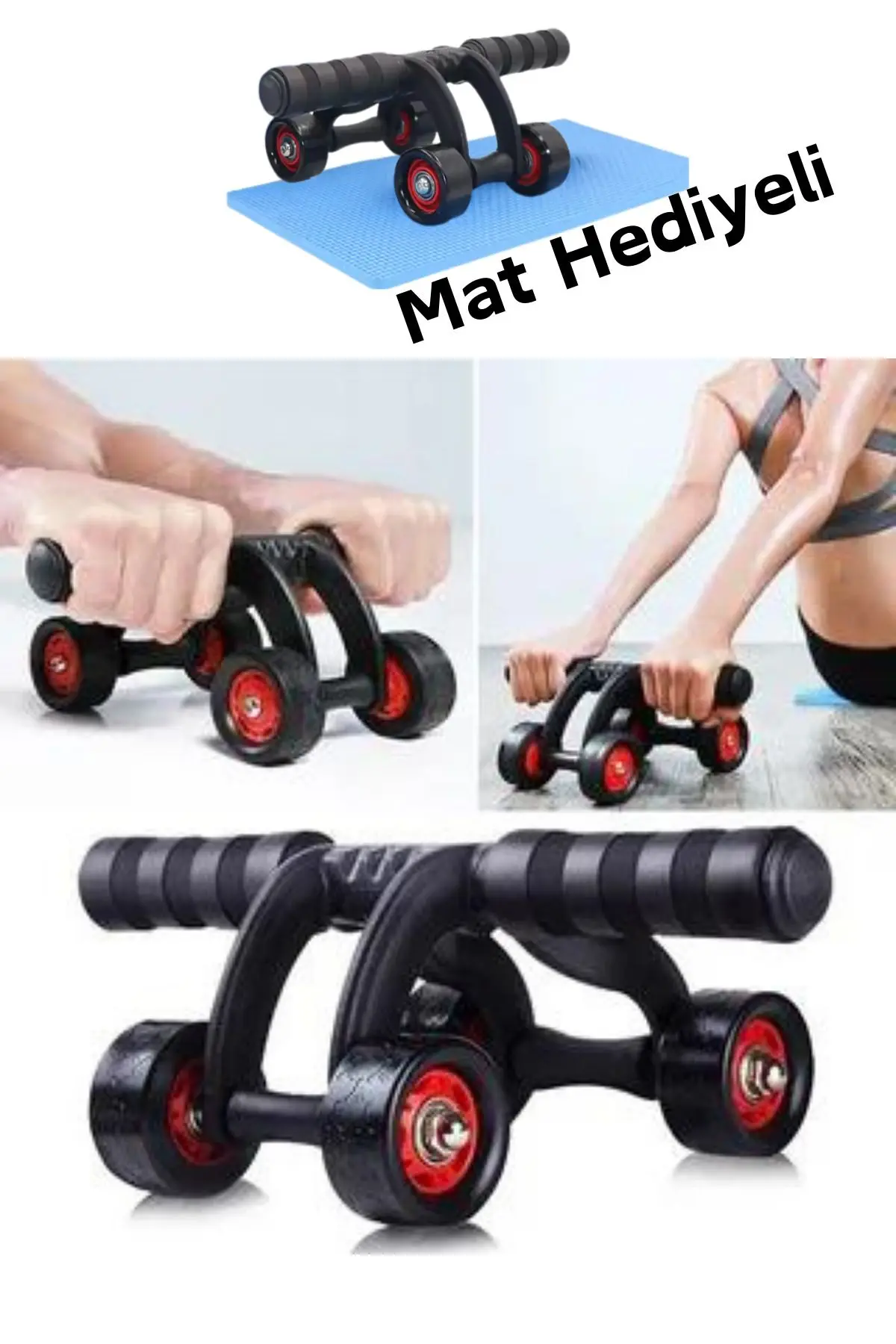 welcomein AB Roller Karın ve Kol Kası Egzersiz Aleti Fitnes Güç Tekerleği Fitness (Diz Pedi Hediye)