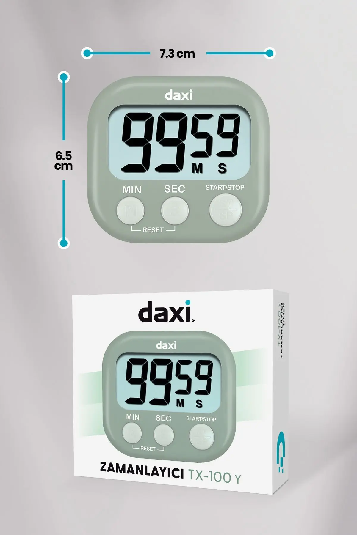 TX-100 ALARMLI DİJİTAL ZAMANLAYICI KRONOMETRE, GERİ SAYIM ÖZELLİKLİ, MIKNATISLI, 100 dk, 7.3 x 6.5cm