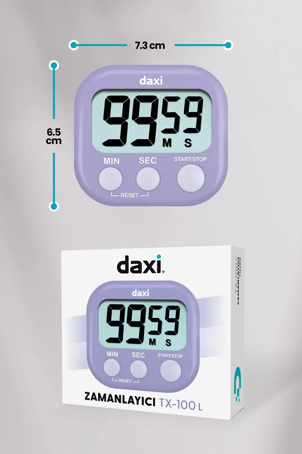 TX-100 ALARMLI DİJİTAL ZAMANLAYICI KRONOMETRE, GERİ SAYIM ÖZELLİKLİ, MIKNATISLI, 100 dk, 7.3 x 6.5cm