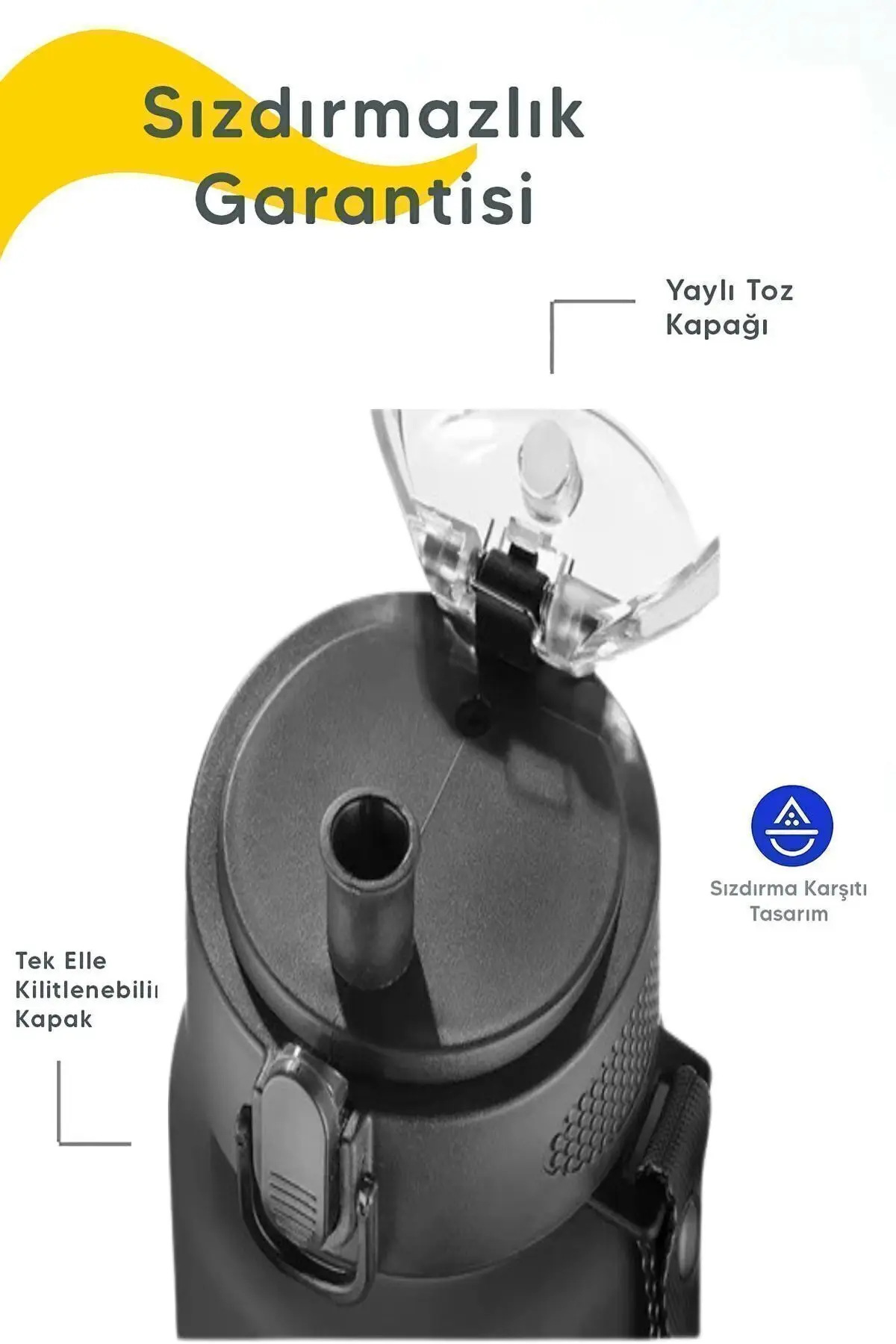 Su Matarası Tritan 1 Litre Koku Sızdırma Yapmaz Sporcu Matarası Su Şisesi Suluk Motivasyonel