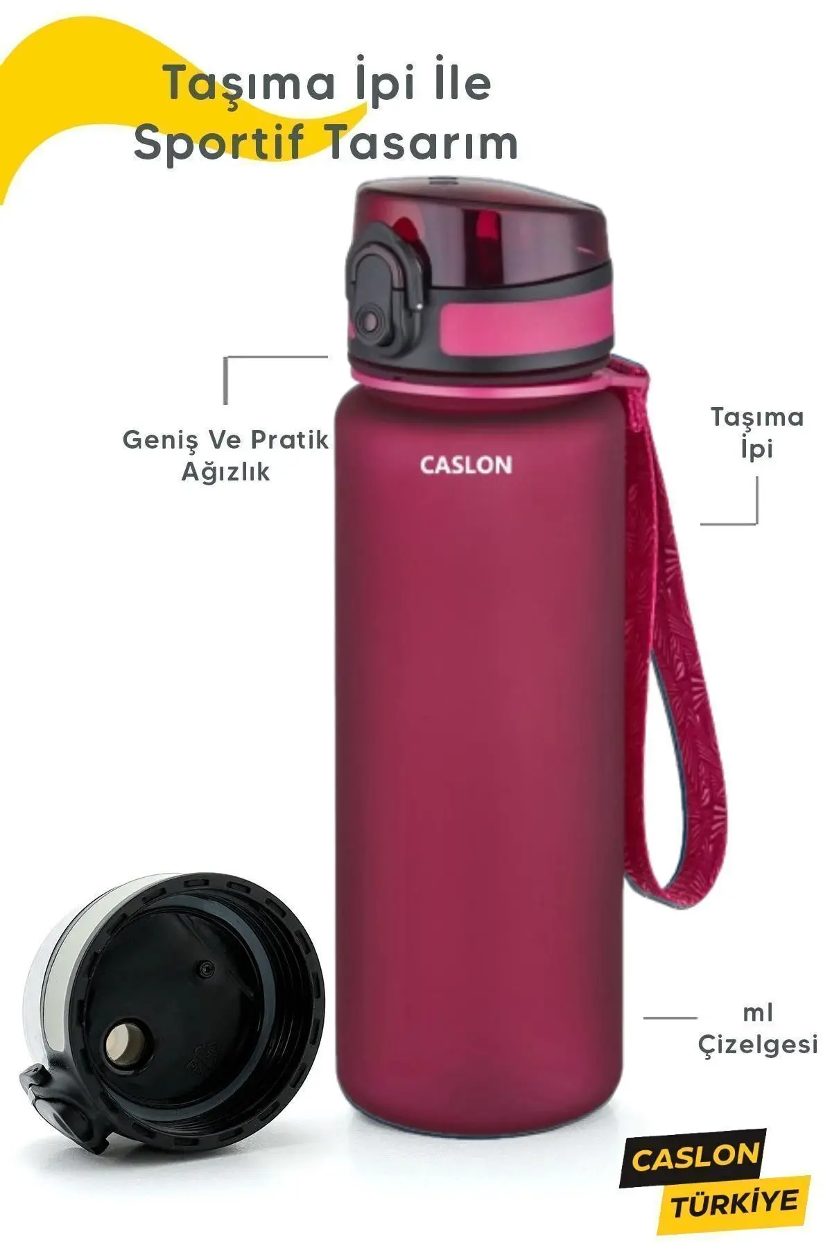 Su Matarası Tritan 1 Litre Koku Sızdırma Yapmaz Sporcu Matarası Su Şisesi Suluk Motivasyonel