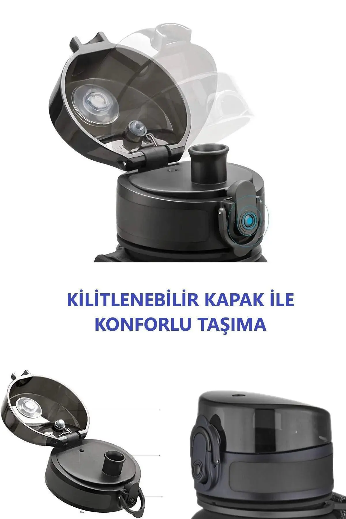 1 Litre Tritan Su Matarası Motivasyonlu Yüksek Kapasite Su Şişesi Spor Matara Koku Sızdırma Yapmaz