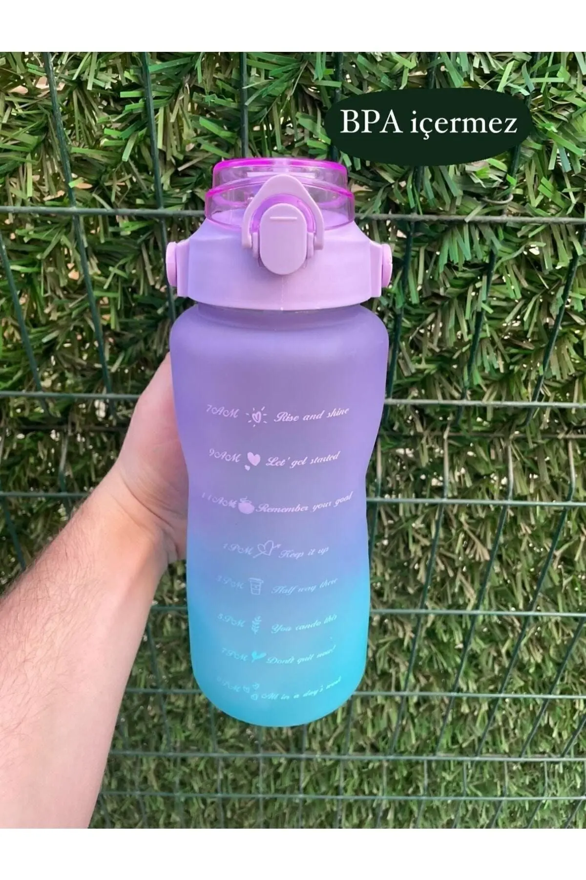 Purple Motivasyonel Su Matarası Su Şişesi Suluk 2l Tritan Spor Salonu Su Şişesi Bpa Içermez Suluk