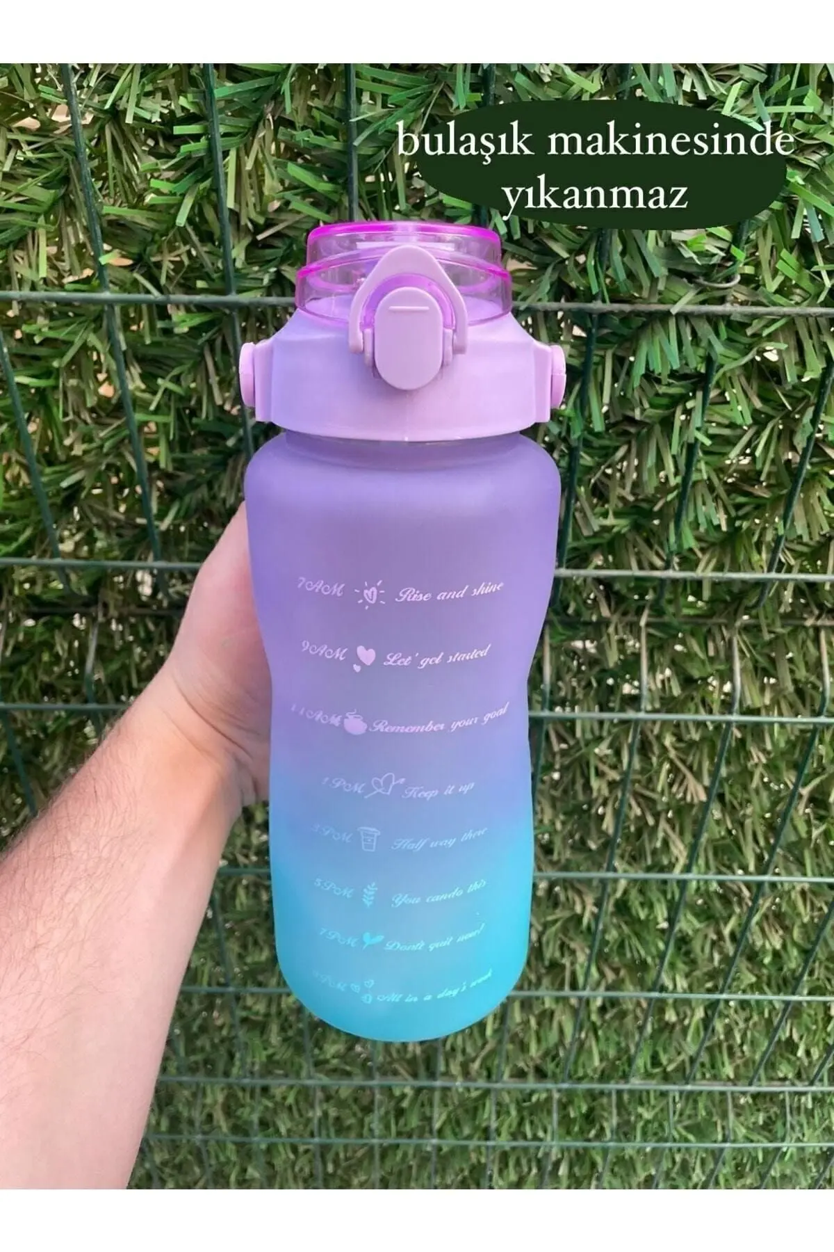 Purple Motivasyonel Su Matarası Su Şişesi Suluk 2l Tritan Spor Salonu Su Şişesi Bpa Içermez Suluk