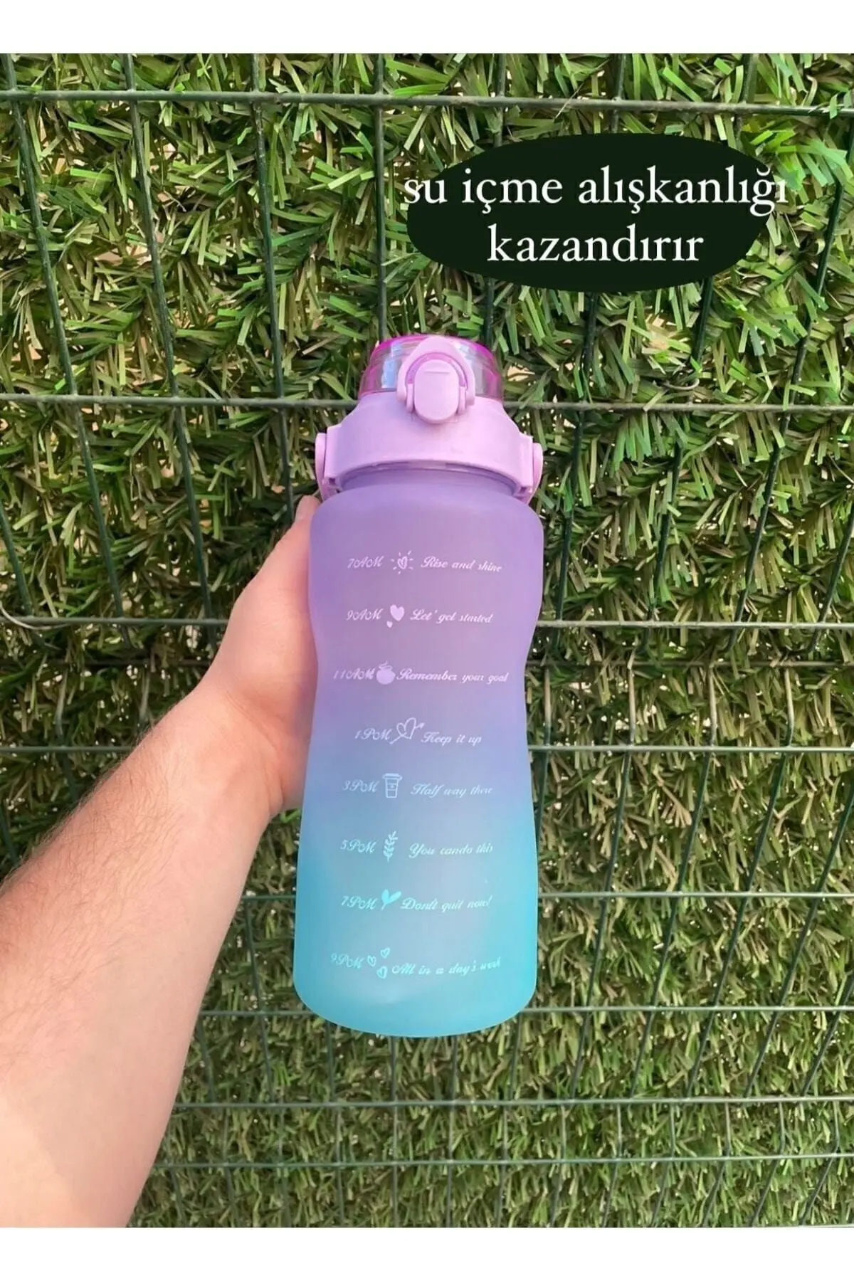 Purple Motivasyonel Su Matarası Su Şişesi Suluk 2l Tritan Spor Salonu Su Şişesi Bpa Içermez Suluk