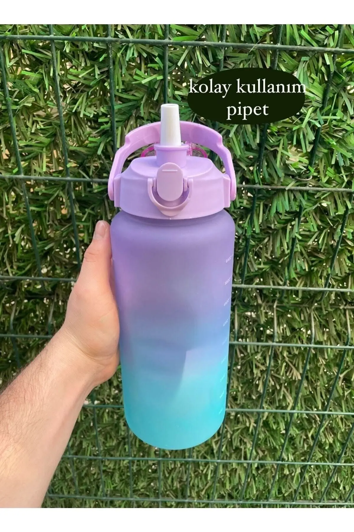 Purple Motivasyonel Su Matarası Su Şişesi Suluk 2l Tritan Spor Salonu Su Şişesi Bpa Içermez Suluk