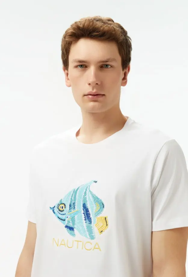 Nautica Erkek Beyaz Regular Fit T-Shirt