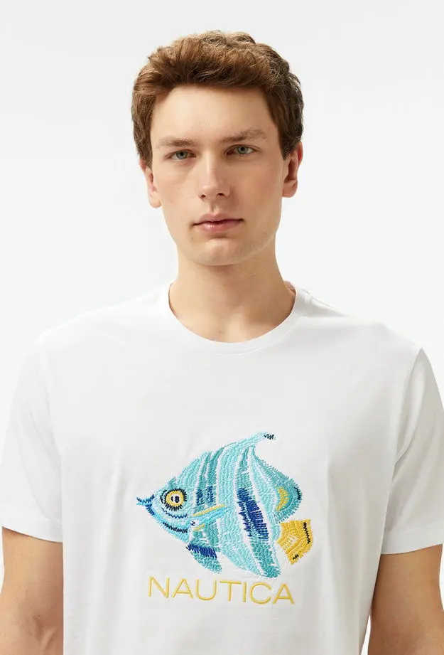Nautica Erkek Beyaz Regular Fit T-Shirt