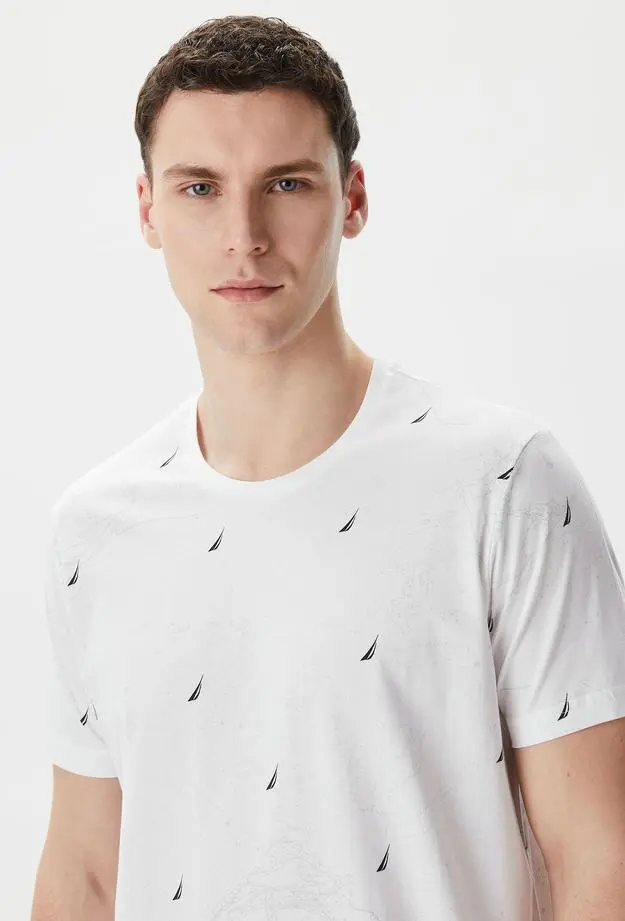 Nautica Erkek Beyaz Standart Fit T-Shirt