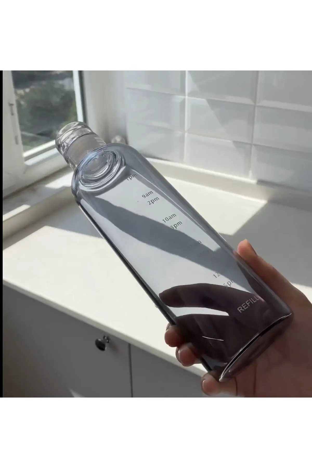 Sağlıklı Cam Su Şişesi 500ml Motivasyonlu Sızdırmaz Matara Suluk Borosilikat Cam