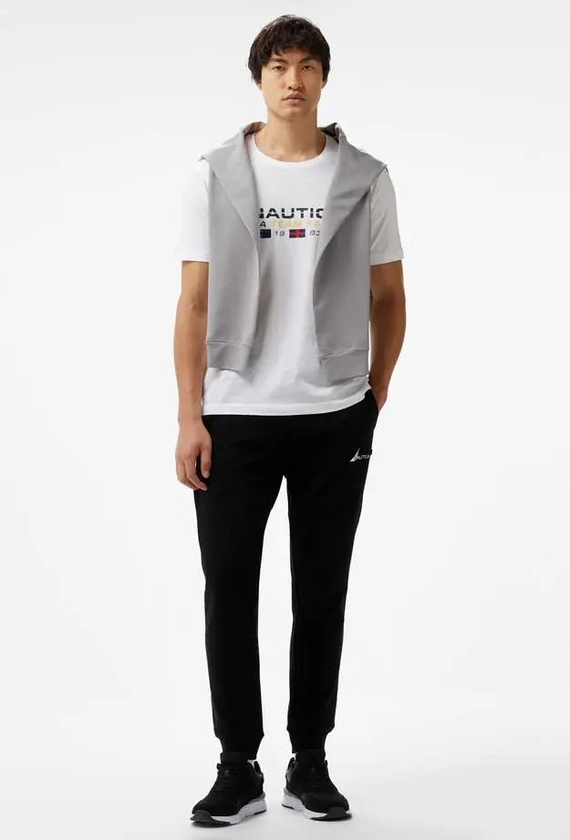 Nautica Erkek Beyaz Standart Fit Kısa Kollu Baskılı T-Shirt