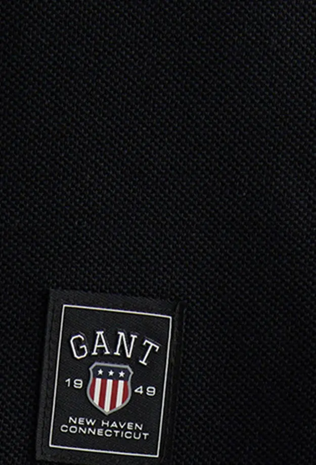 GANT Erkek Siyah Relaxed Fit Bisiklet Yaka Logolu T-Shirt