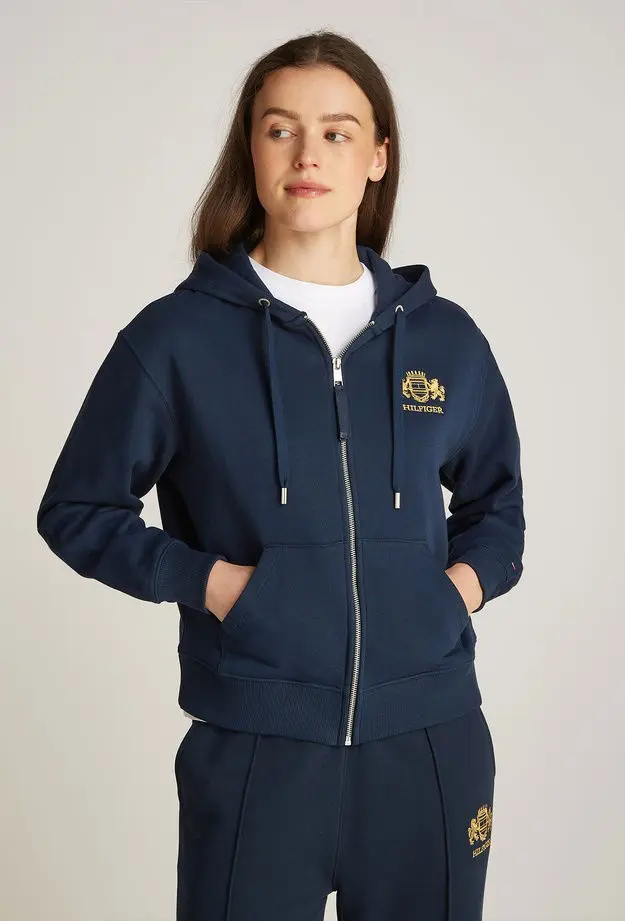 Tommy Hilfiger Tommy Hilfiger Reg Varsity Zip Kadın Lacivert Sweatshirt