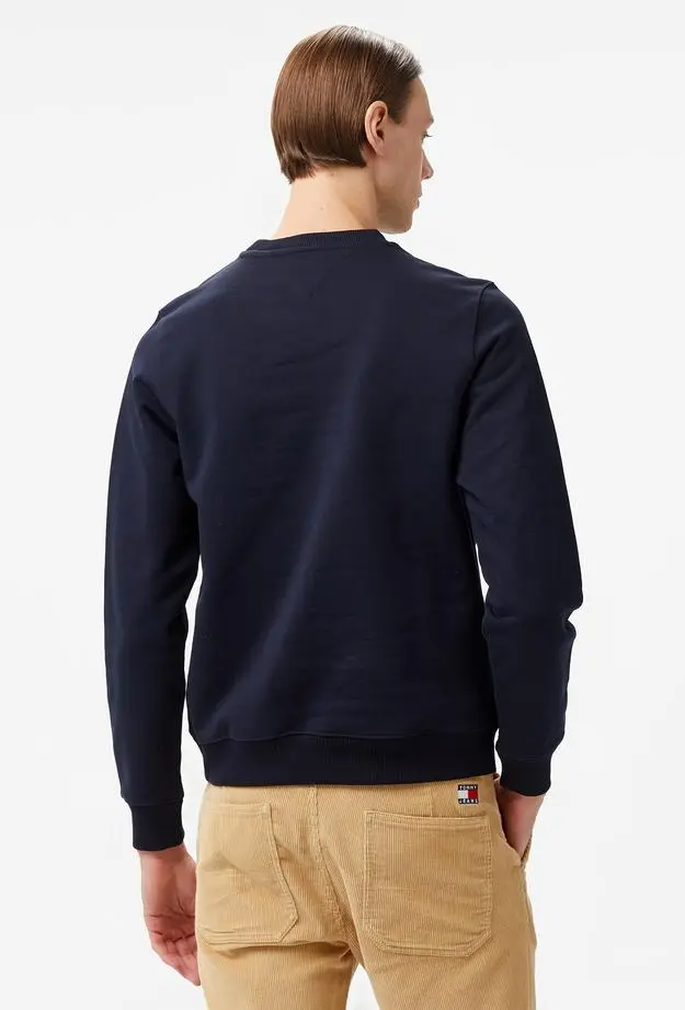 Tommy Hilfiger Vertical Flag Erkek Mavi Sweatshirt