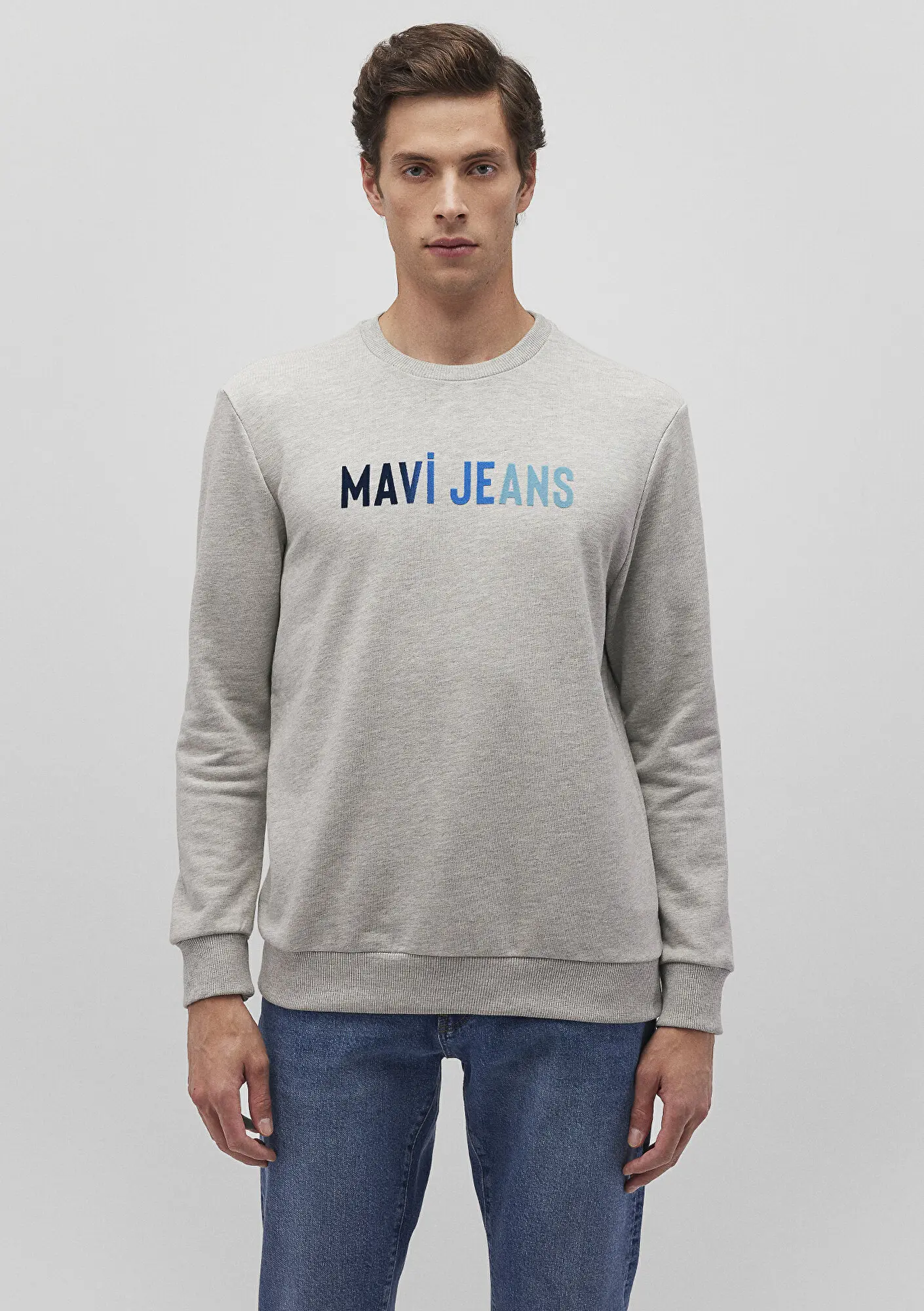 Mavi Mavi Jeans Baskılı Bisiklet Yaka Gri Sweatshirt 067146-35010
