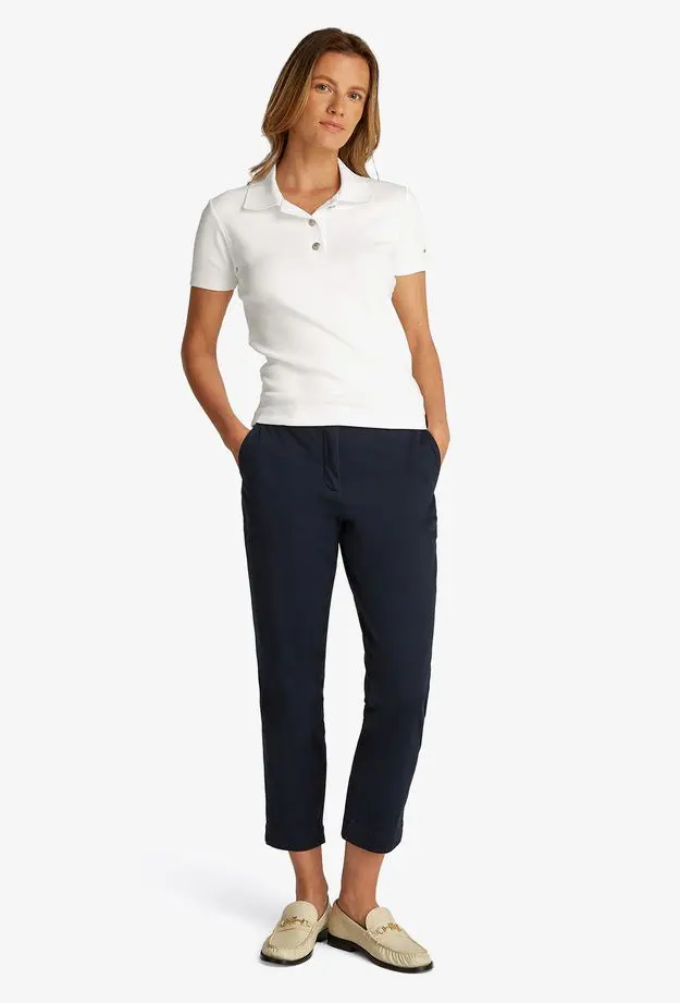 Tommy Hilfiger Slim Gold Button Kadın Beyaz Polo