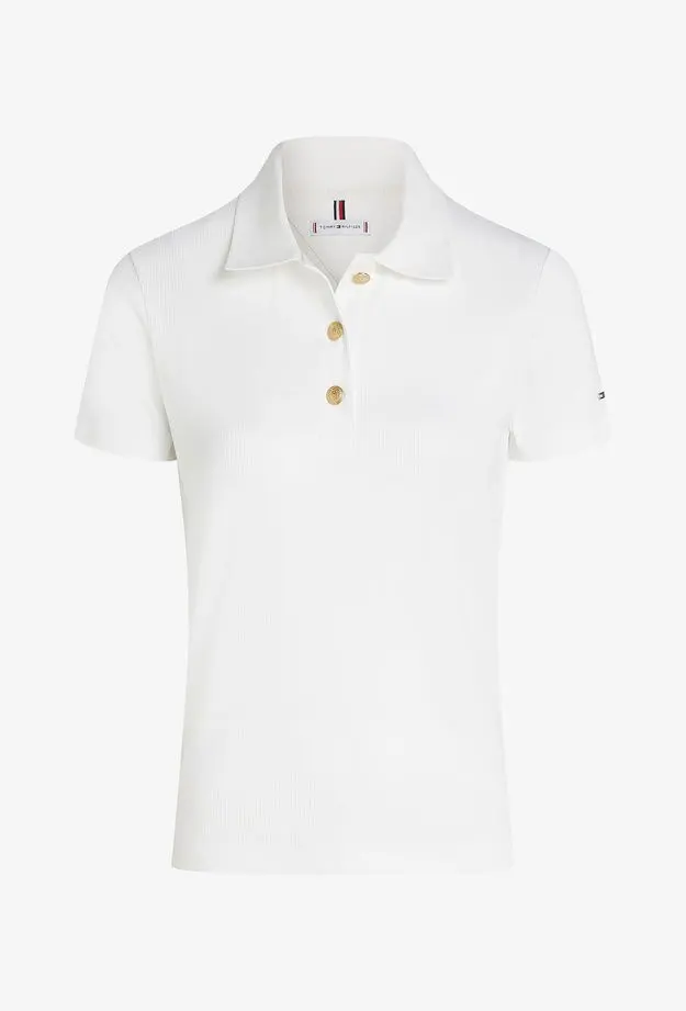 Tommy Hilfiger Slim Gold Button Kadın Beyaz Polo