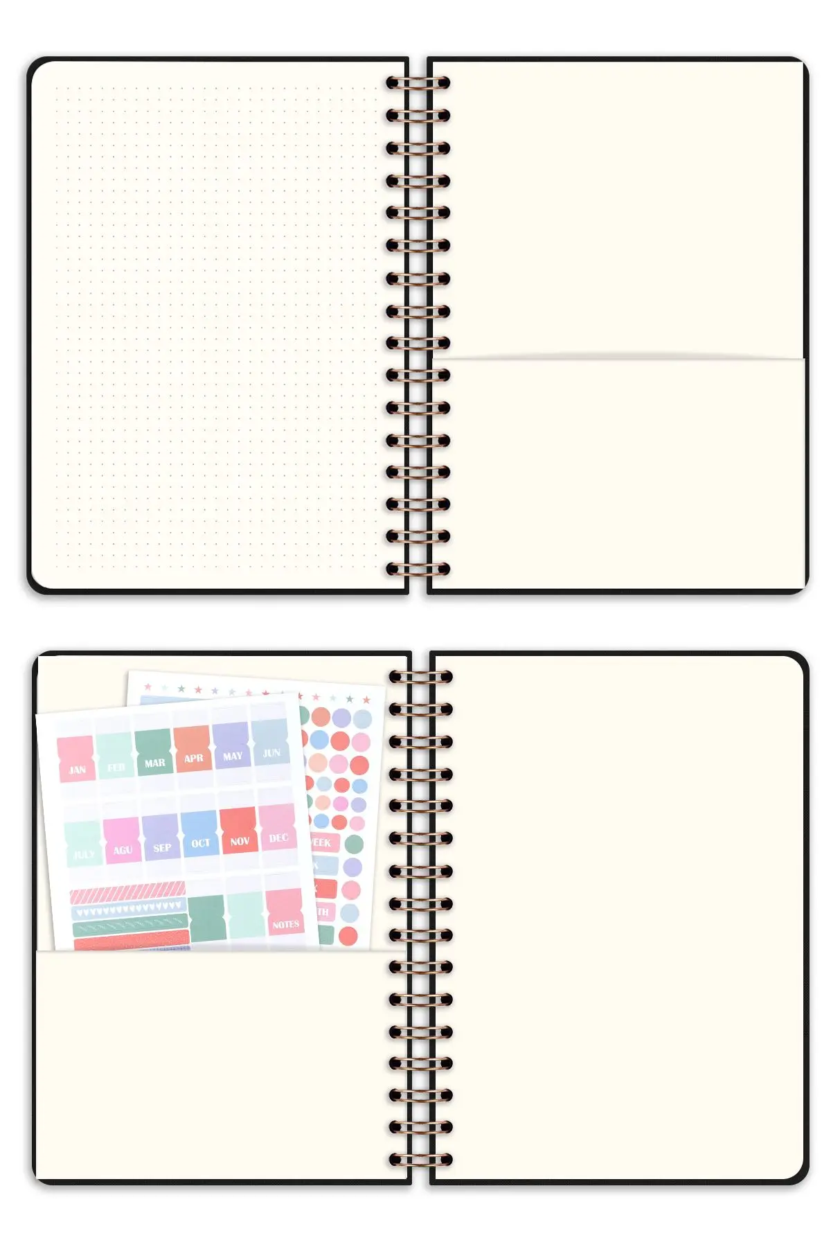 A5 Spiralli Keten Süresiz Planlayıcı Ajanda Siyah