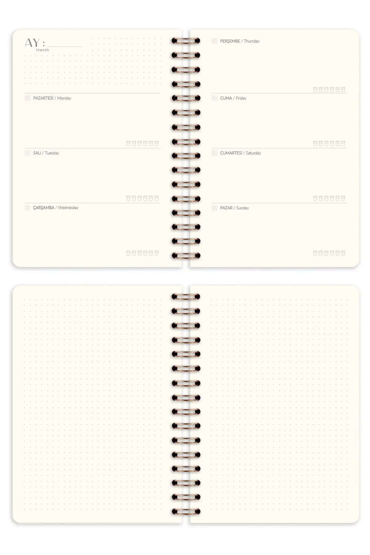 A5 Spiralli Keten Süresiz Planlayıcı Ajanda Siyah