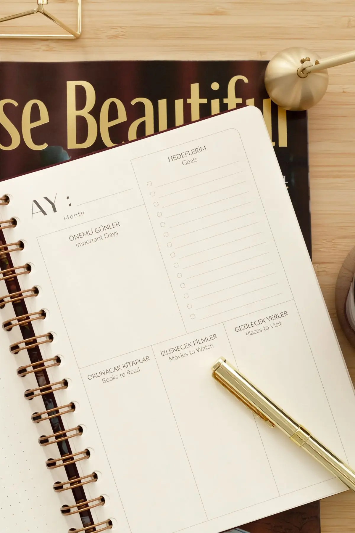 A5 Spiralli Keten Süresiz Planlayıcı Ajanda Bordo