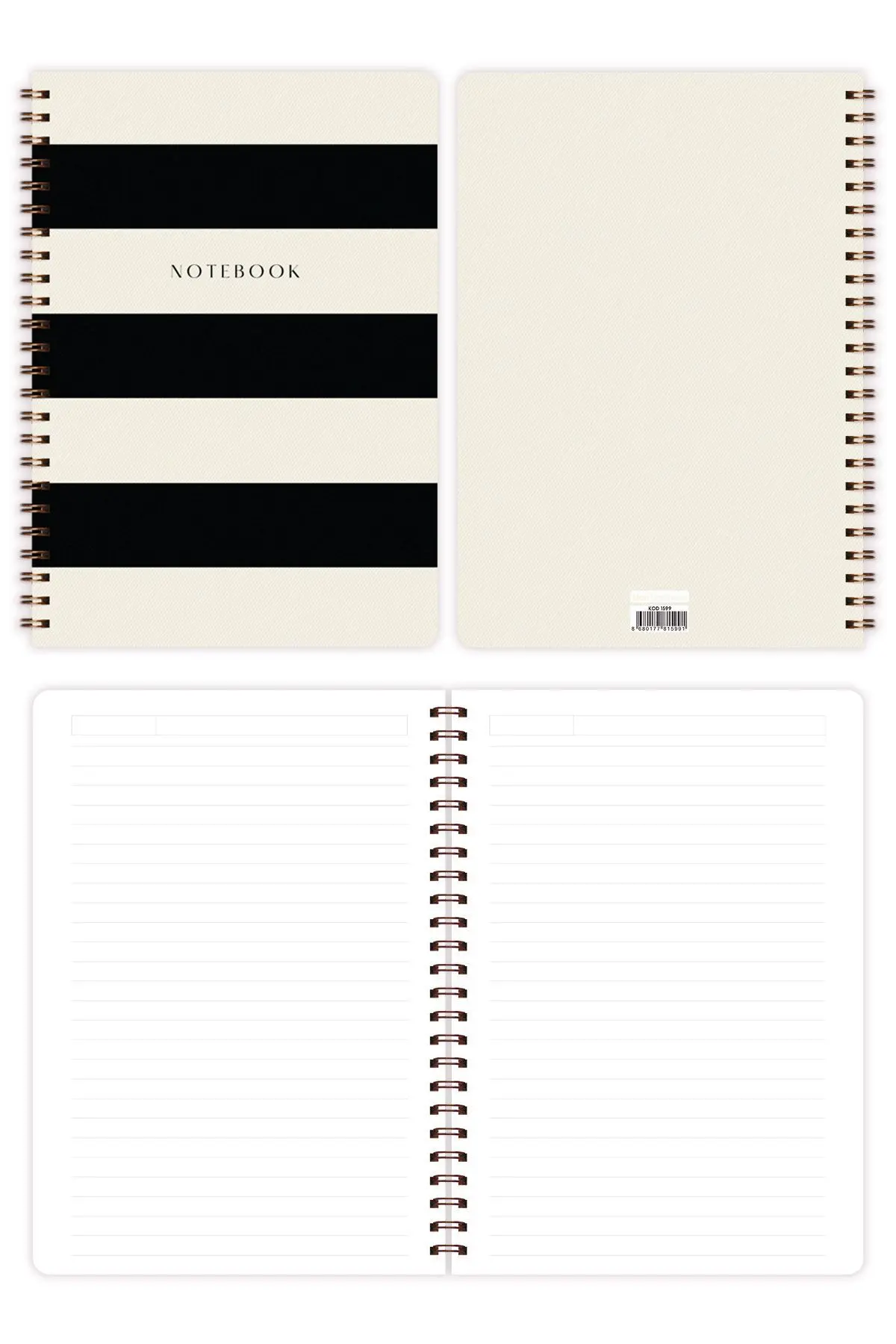 A5 Spiralli Okul Defteri 80 yaprak 4'lü Set - Çizgili