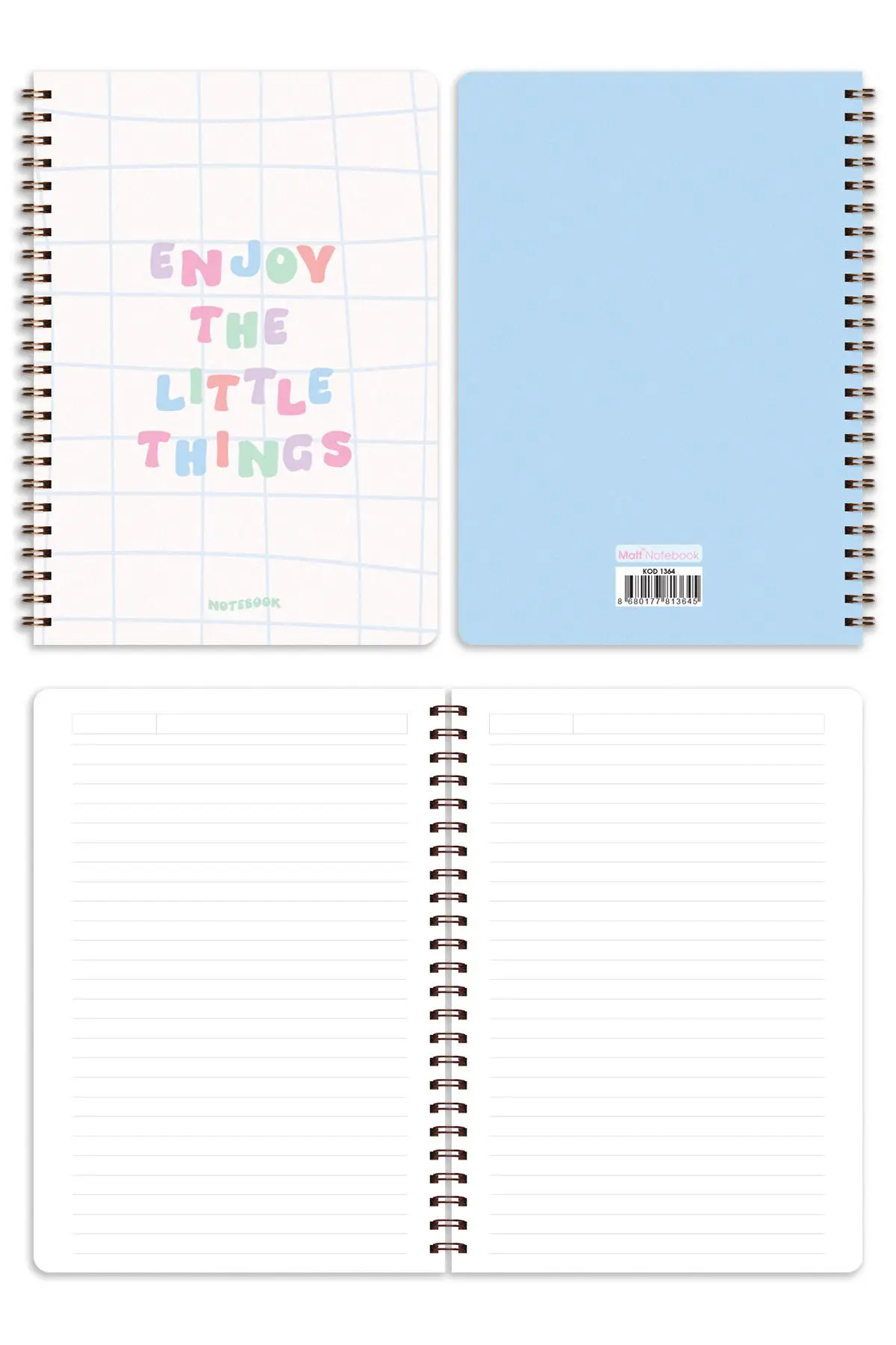 A5 Spiralli Okul Defteri 80 yaprak 4'lü Set - Çizgili