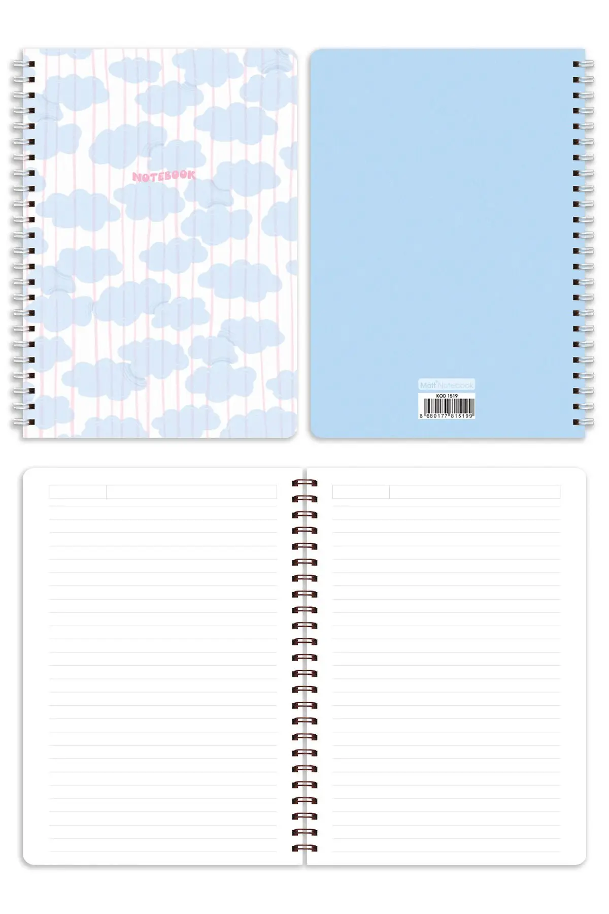 A5 Spiralli Okul Defteri 80 yaprak 4'lü Set - Çizgili