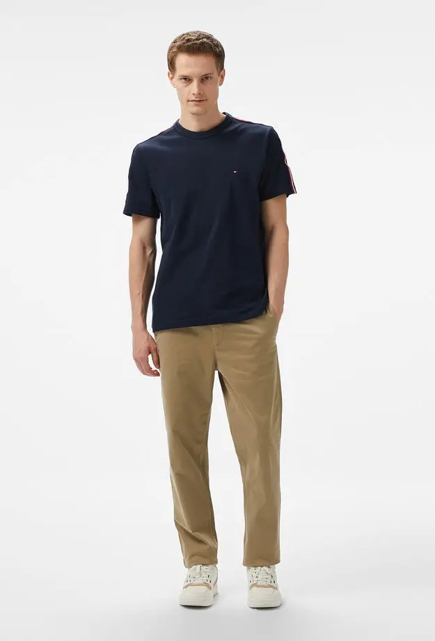 Tommy Hilfiger Global Stripe Tape Erkek Mavi T-Shirt