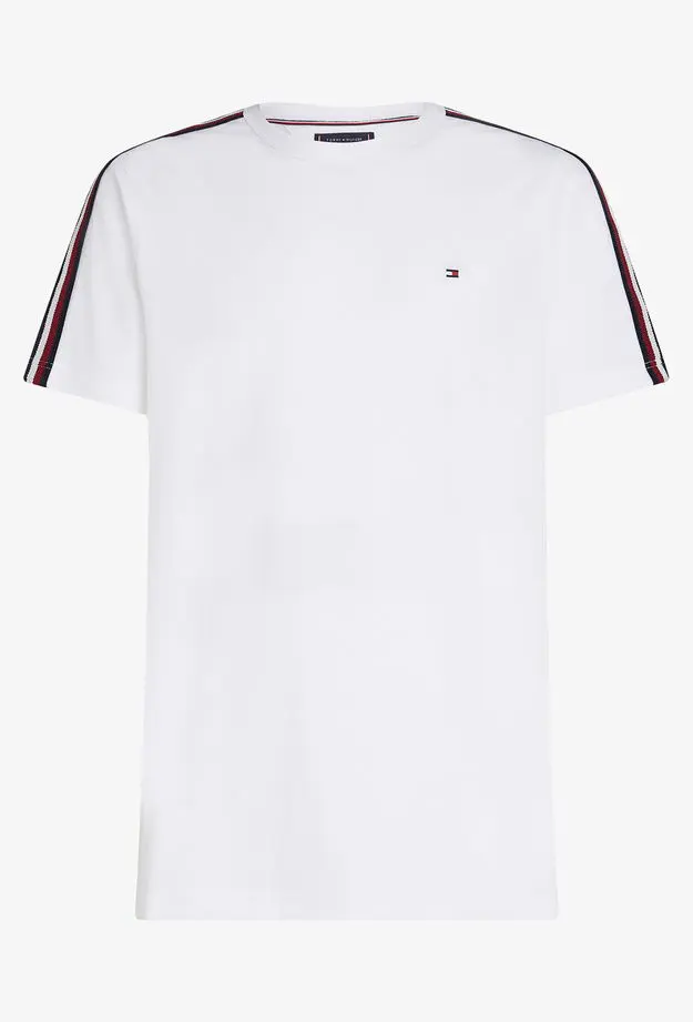 Tommy Hilfiger Global Stripe Tape Erkek Beyaz T-Shirt