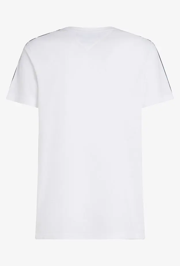 Tommy Hilfiger Global Stripe Tape Erkek Beyaz T-Shirt