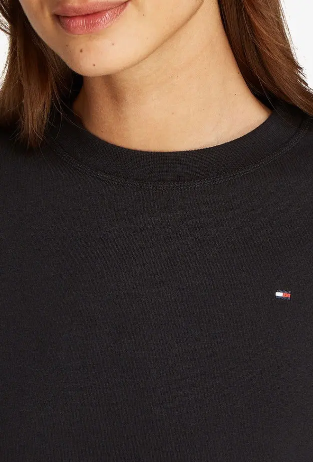Tommy Hilfiger Reg Flag On Chest Kadın Siyah Sweatshirt