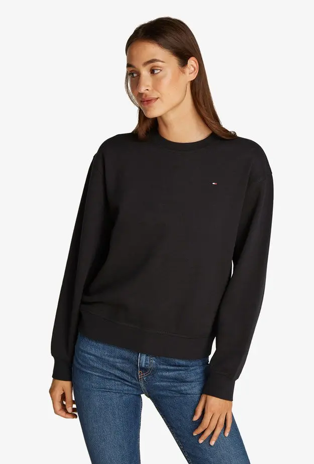 Tommy Hilfiger Tommy Hilfiger Reg Flag On Chest Kadın Siyah Sweatshirt