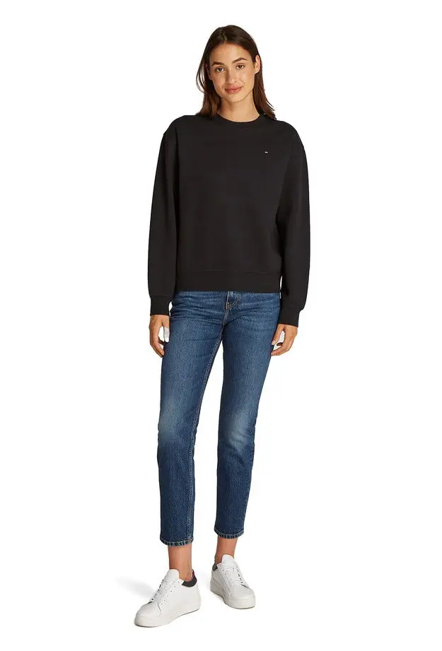 Tommy Hilfiger Reg Flag On Chest Kadın Siyah Sweatshirt