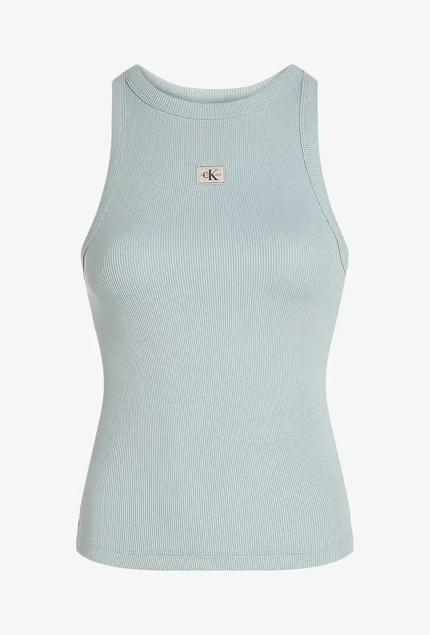 Calvin Klein Woven Label Tank Kadın Mavi Kolsuz T-Shirt