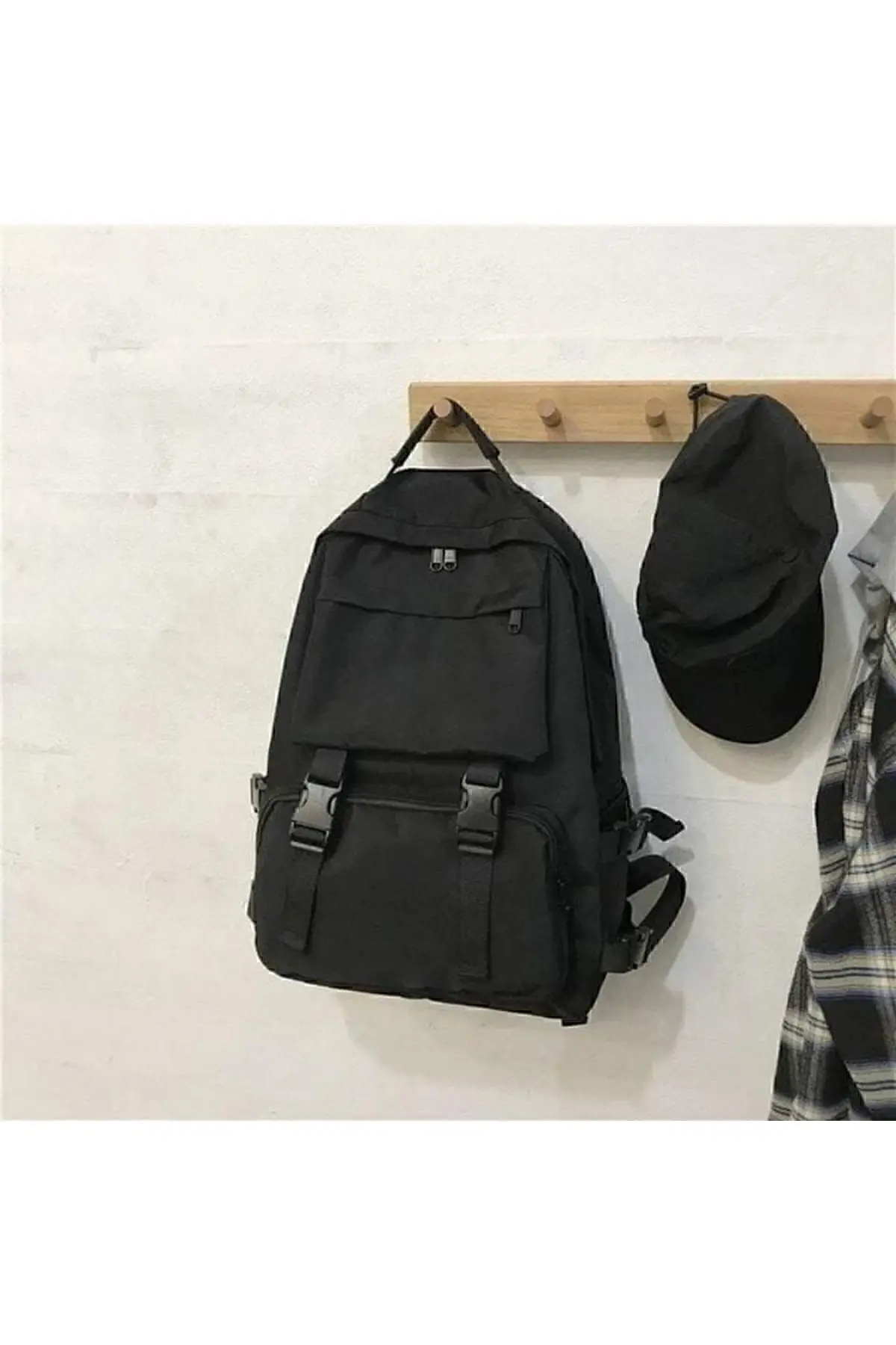 Siyah Büyük Geniş Palaska Sırt Okul Çantası Ve Laptop Çantası