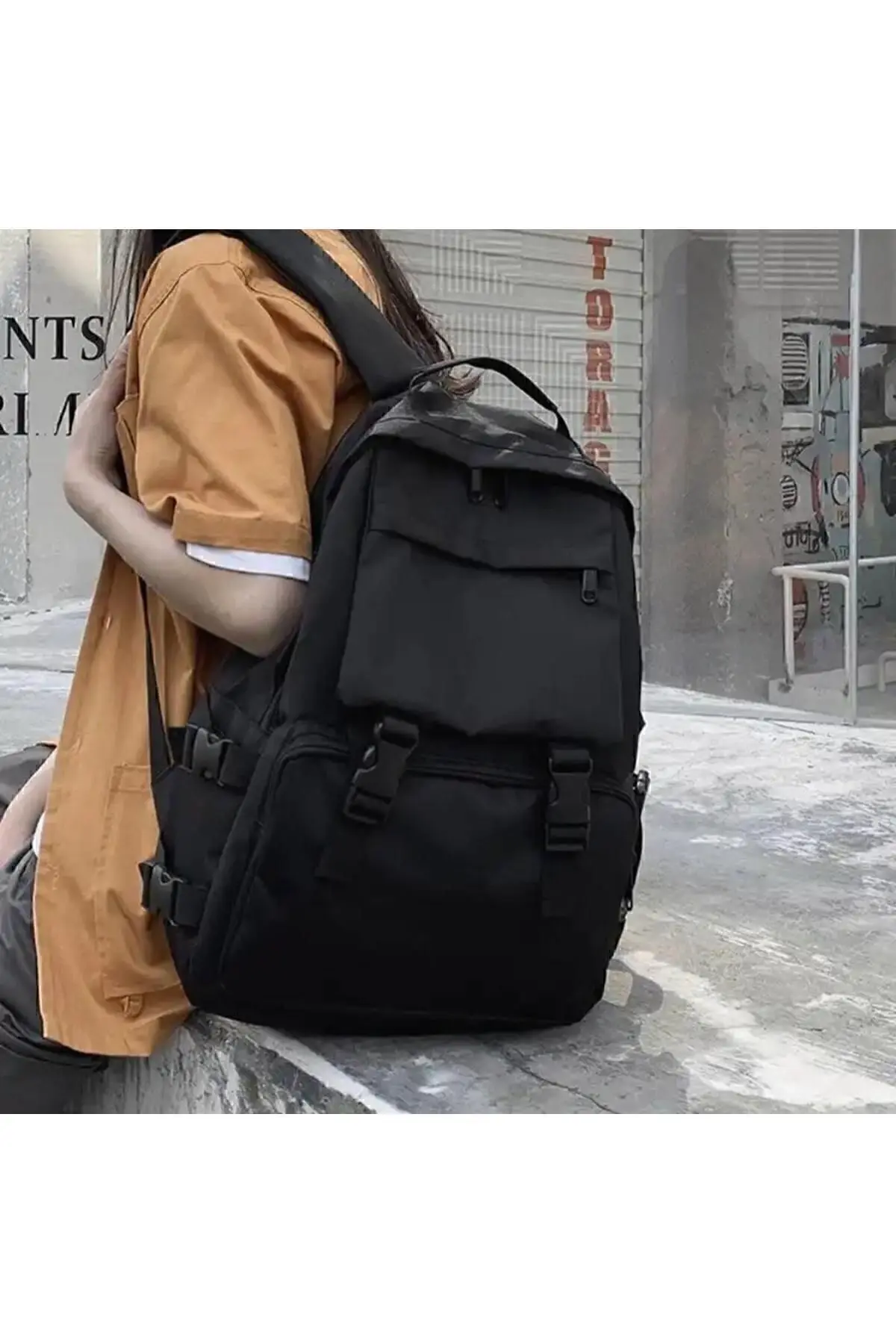 something bag Siyah Büyük Geniş Palaska Sırt Okul Çantası Ve Laptop Çantası