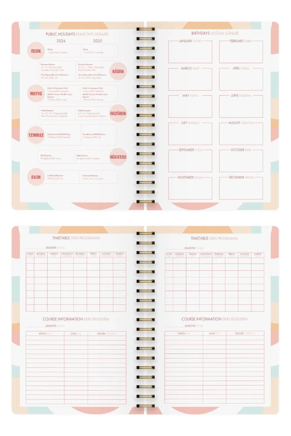 Akademik Ajanda 17x24 cm Spiralli 24/25 Kedi