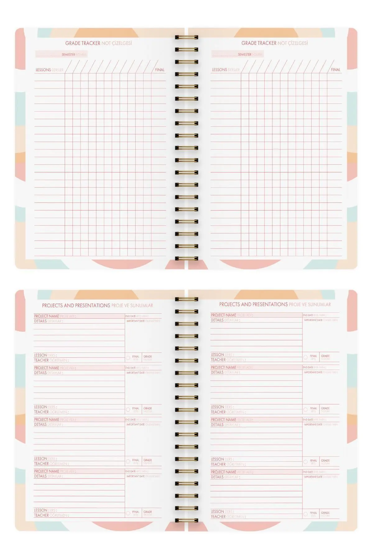 Akademik Ajanda 17x24 cm Spiralli 24/25 Shine Yeşil