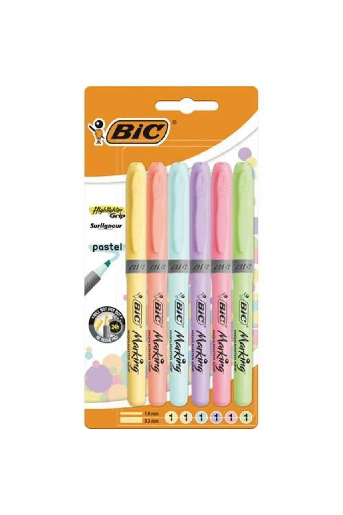 Bic Kalem Tipi Fosforlu Kalem Pastel Renk 6'lı