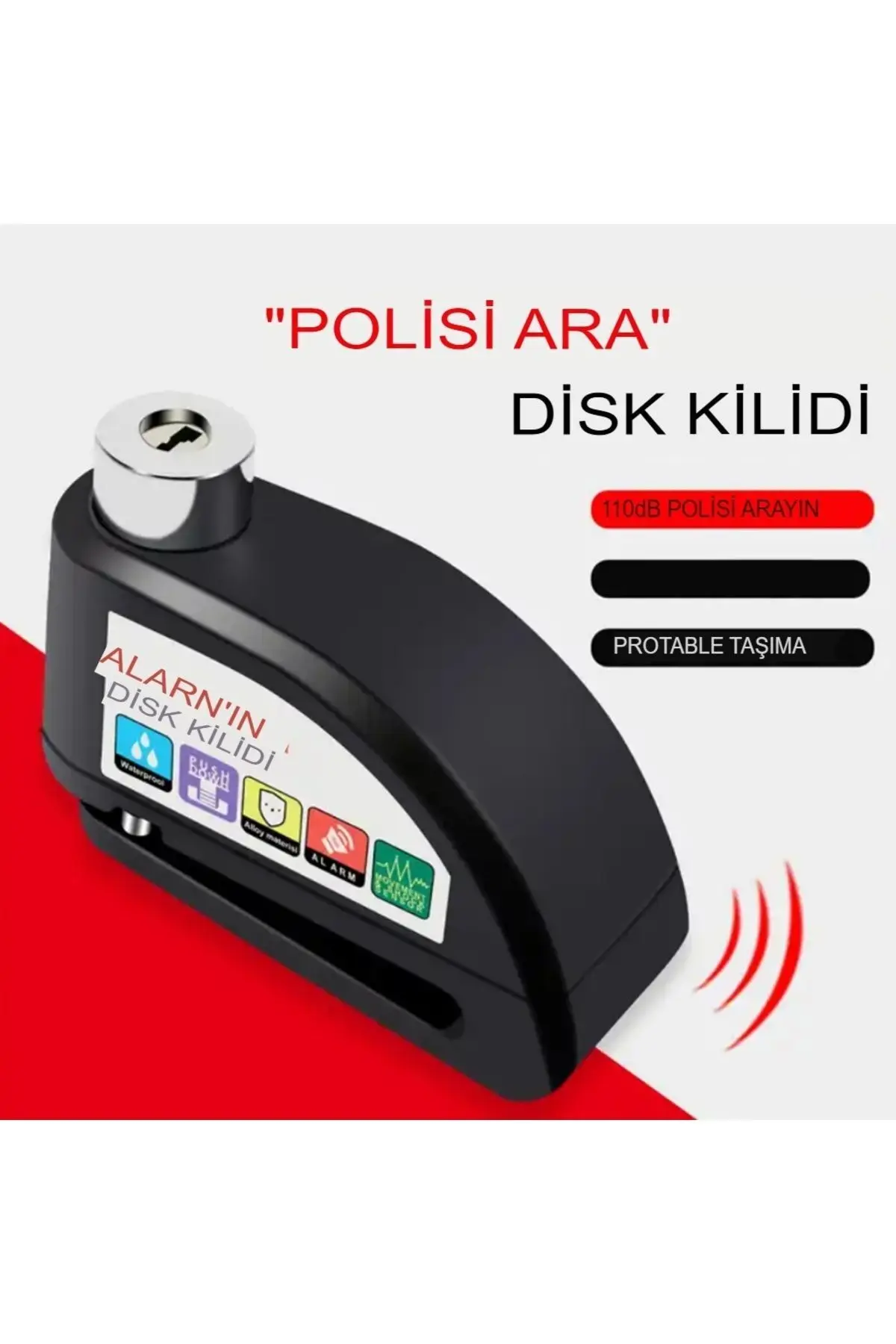 Alarmlı Disk Kilidi Motorsiklet Martı Scooter Bisiklet Sesli Alarm 110 Desibel Yüksek Ses