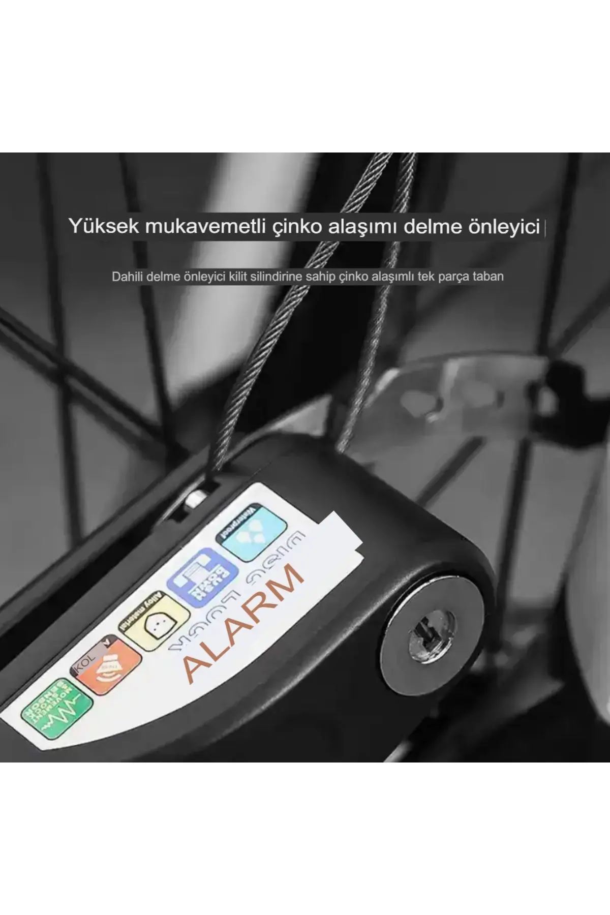 Alarmlı Disk Kilidi Motorsiklet Martı Scooter Bisiklet Sesli Alarm 110 Desibel Yüksek Ses