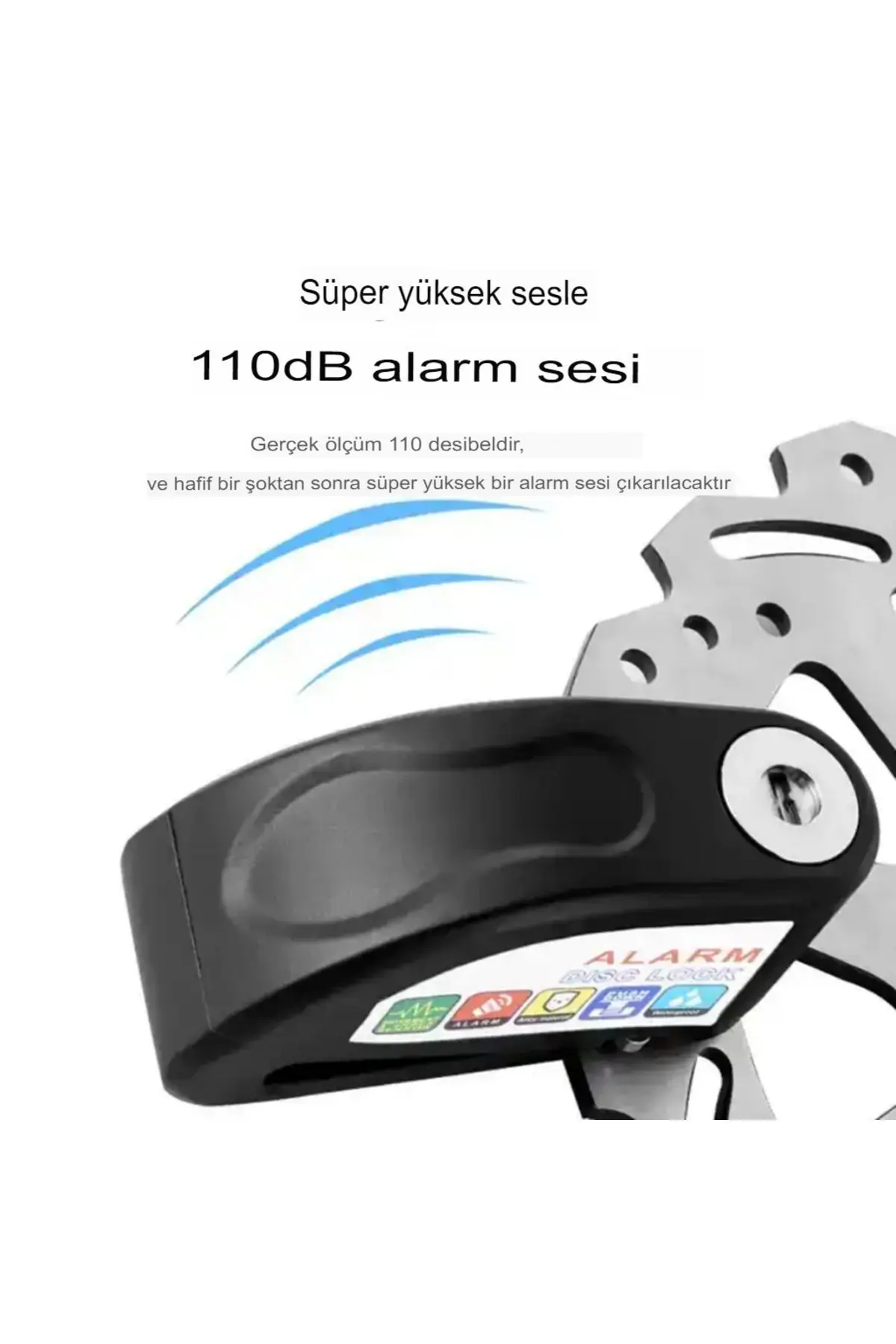 Alarmlı Disk Kilidi Motorsiklet Martı Scooter Bisiklet Sesli Alarm 110 Desibel Yüksek Ses