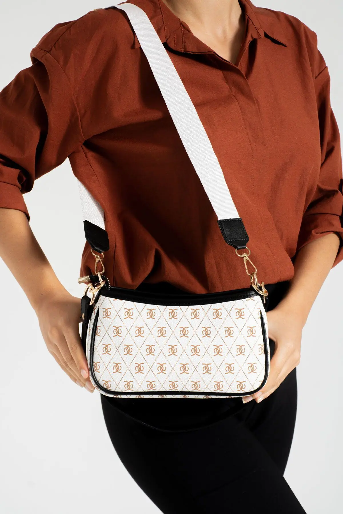 NBİ BAGS Yeni Sezon El ve Omuz Çantası Ayarlanabilir Çapraz Askılı Desenli Şık Minimal Çanta