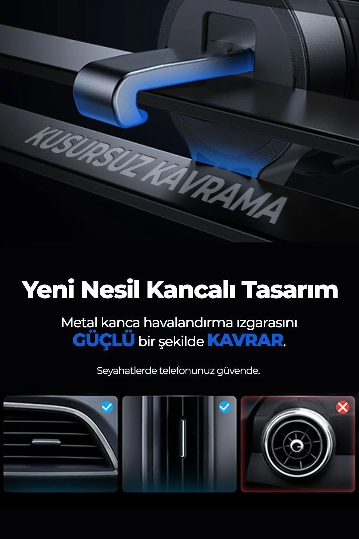 by Deji Güçlü Mıknatıslı Kancalı Araç İçi Telefon Tutucu - Havalandırma Araba Telefon Tutacağı