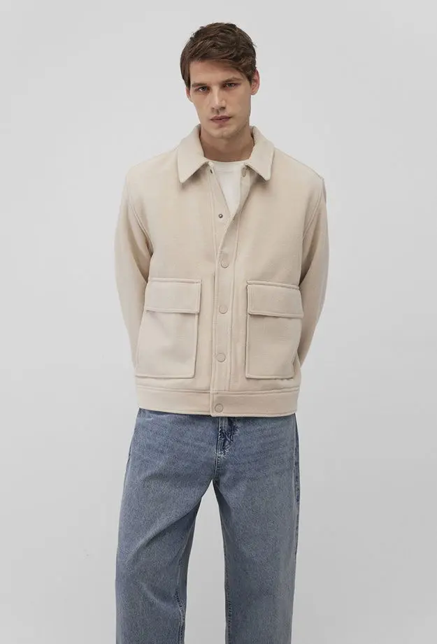 Mavi Bej Kaşe Kaban Oversize / Geniş Kesim 0110241-70134